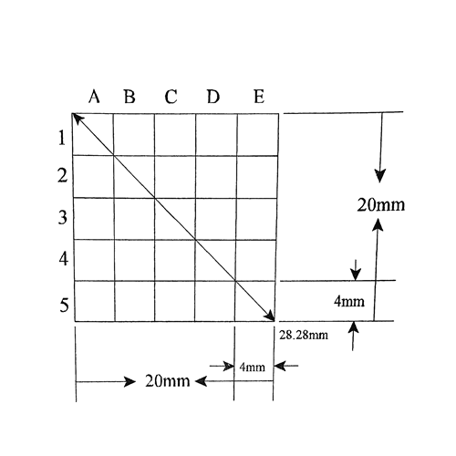 KR496 Grid Reticle 25 Squares 20mm x 20mm