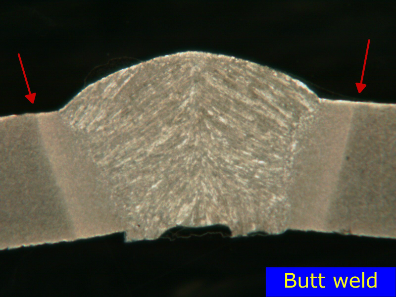 Butt weld under the stereo microscope. Butt weld under the stereo microscope.